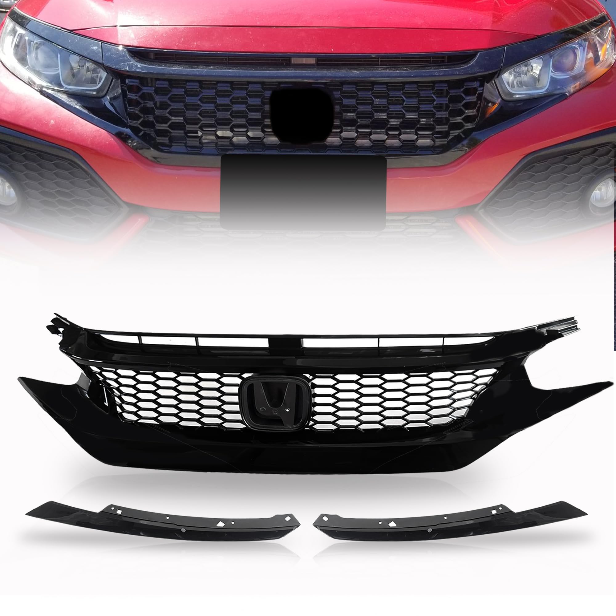 2016-2021 Honda Civic Type R Style Honeycomb Grill