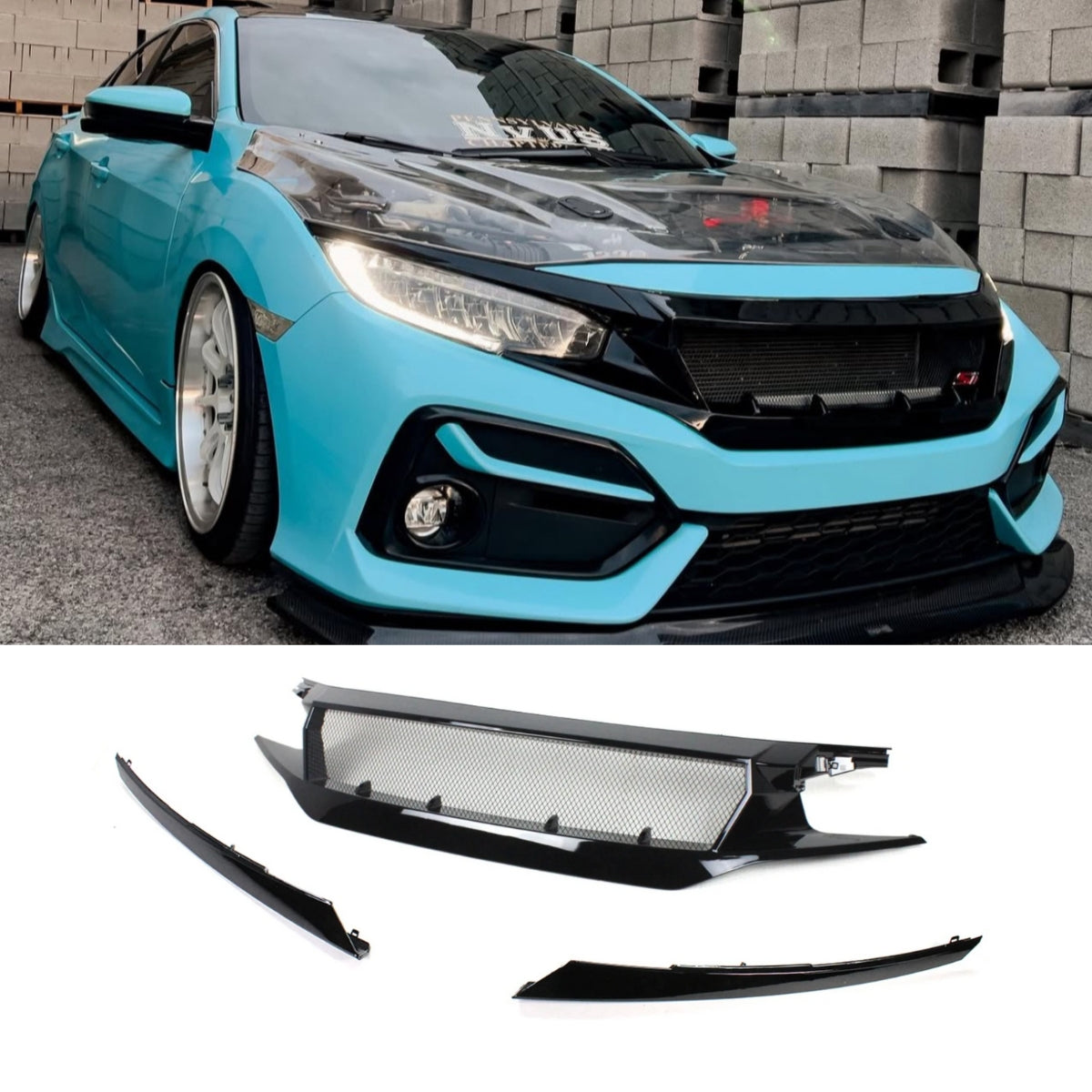 2016-2021 Honda Civic J's Style Gloss Black Front Grill