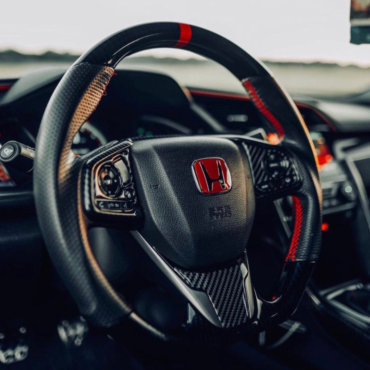 2016-2021 Civic Carbon Fiber Steering Wheel Trim Overlays