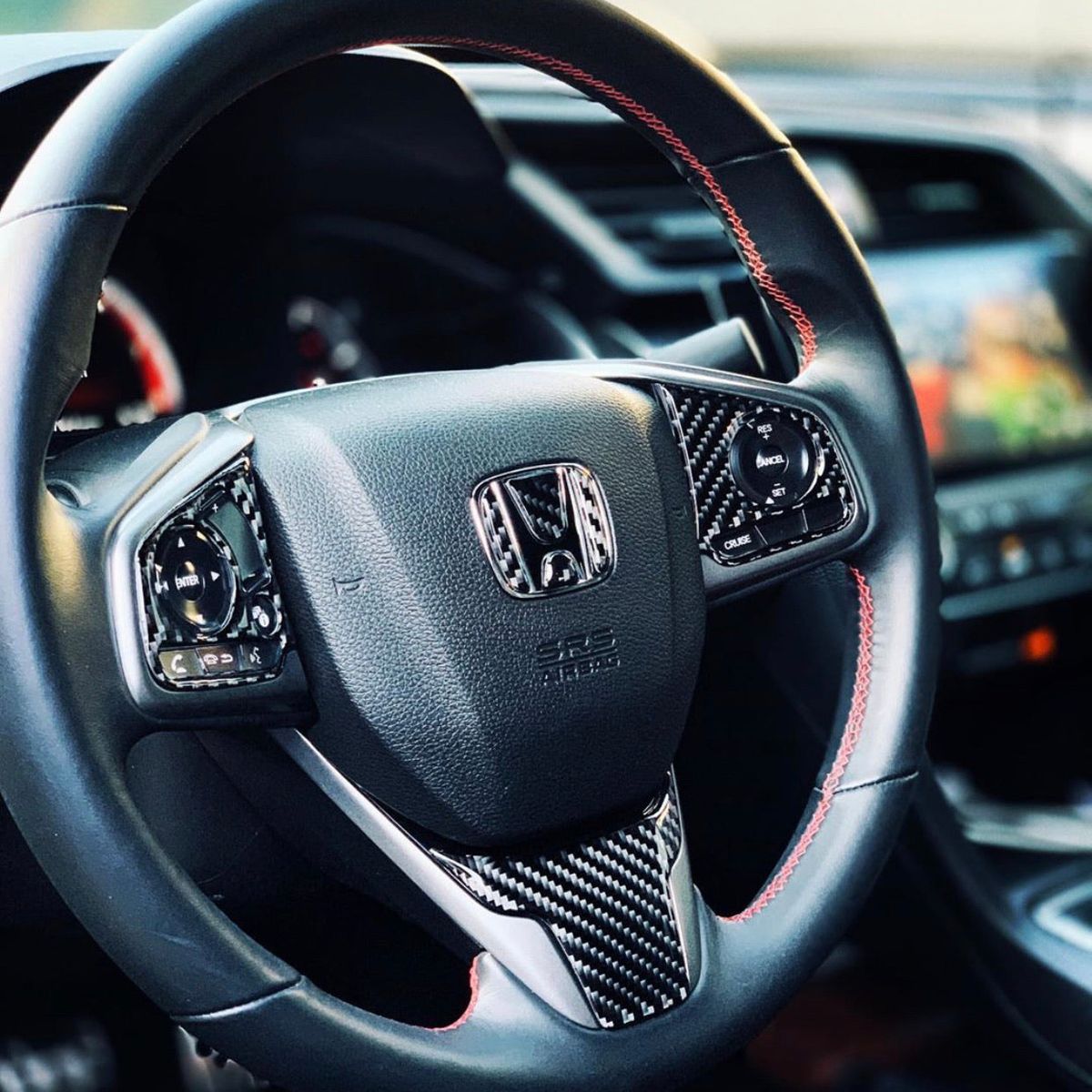 2016-2021 Civic Carbon Fiber Steering Wheel Trim Overlays
