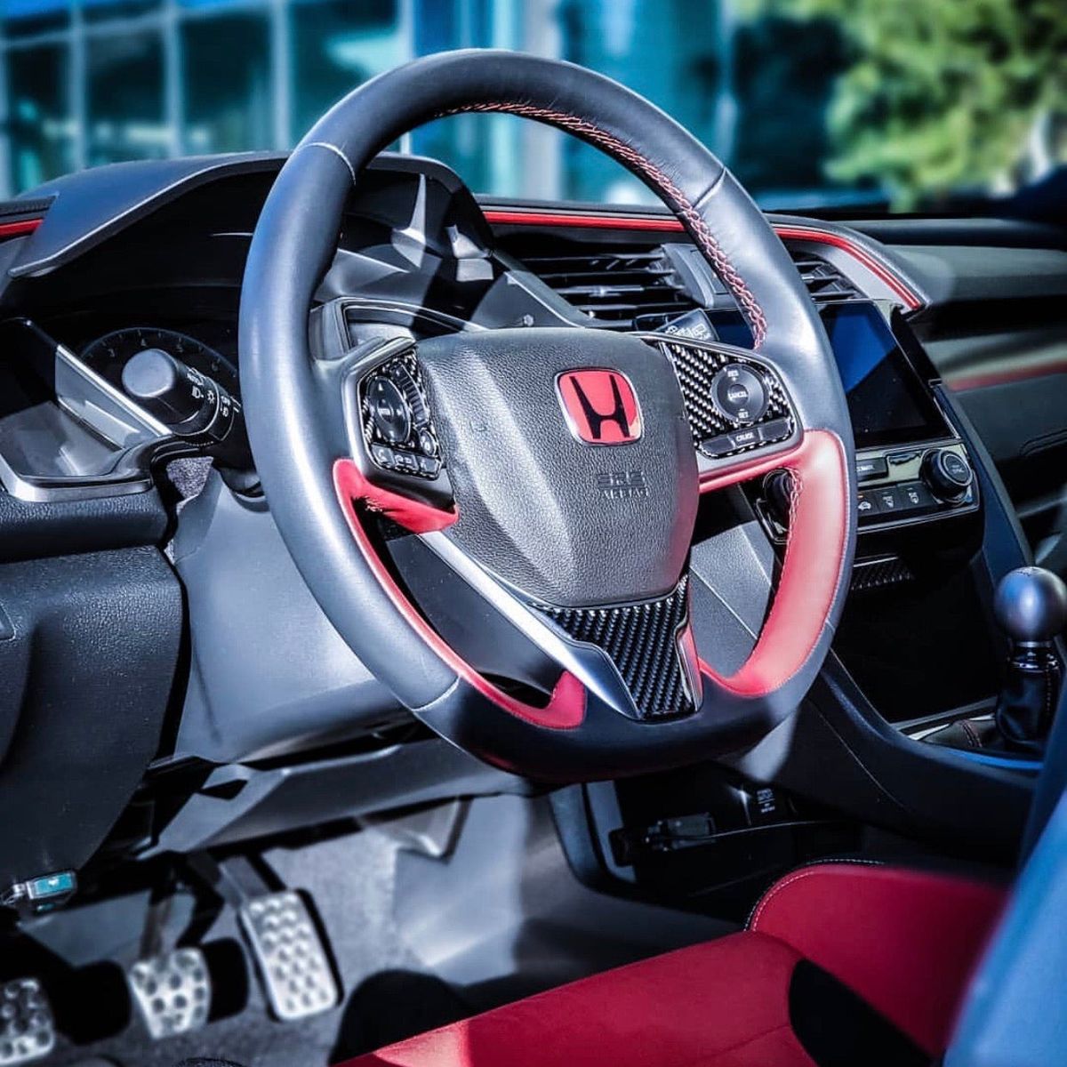 2016-2021 Civic Carbon Fiber Steering Wheel Trim Overlays