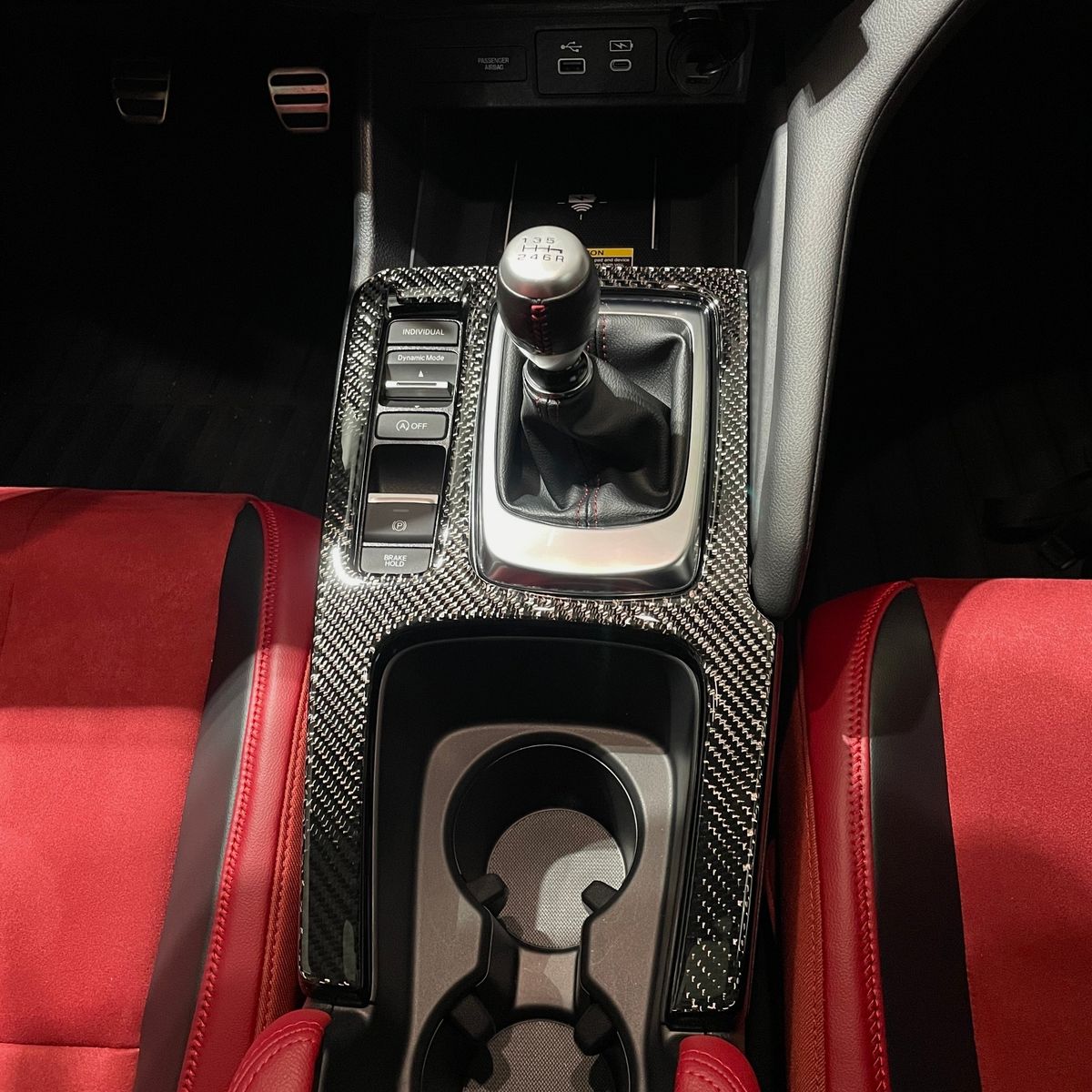 2023+ Acura Integra Carbon Fiber Center Console Shifter Overlay