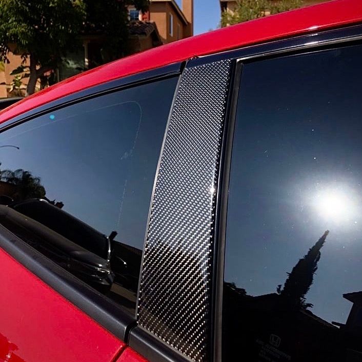 Synth Carbon Carbon Fiber Pillars For Civic X 2016+ Sedan/Hatchback/Coupe