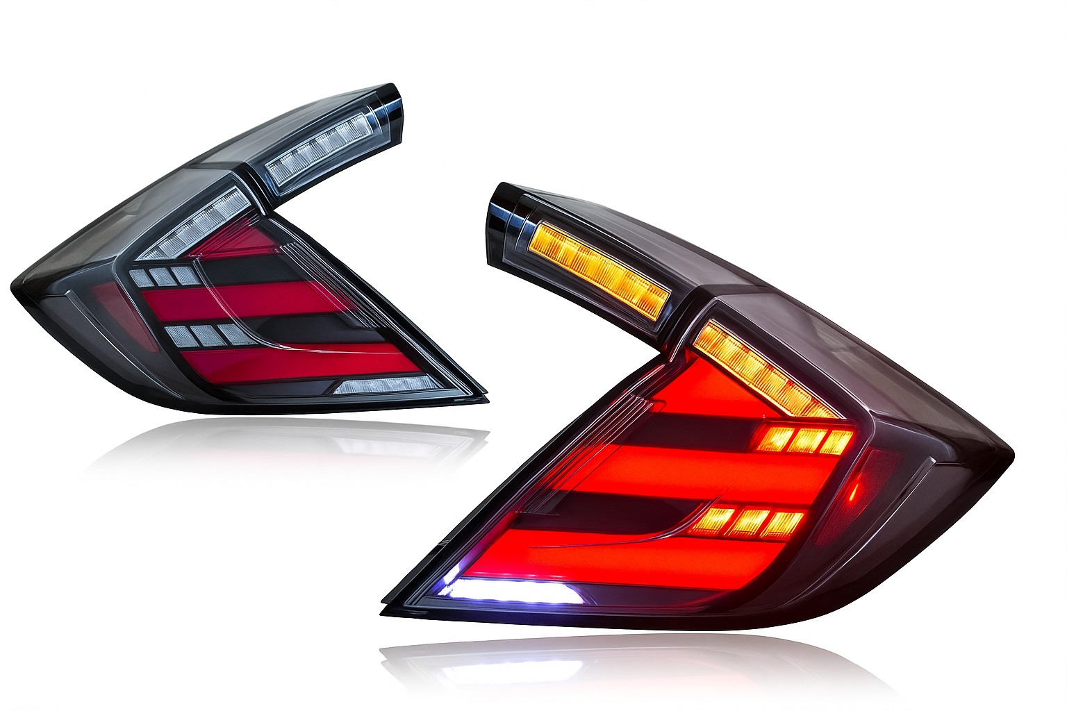 2016-2021 Civic X Mugen Style Hatchback Type R Clear Red Tail Lights