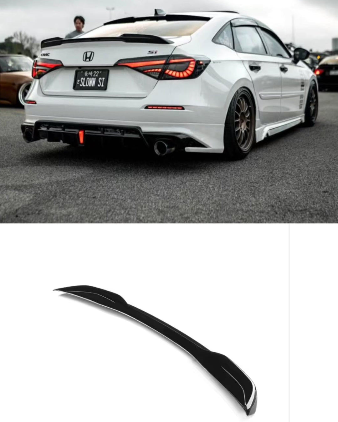2022+ 11th Gen Civic Sedan Gloss Black SI Style Spoiler