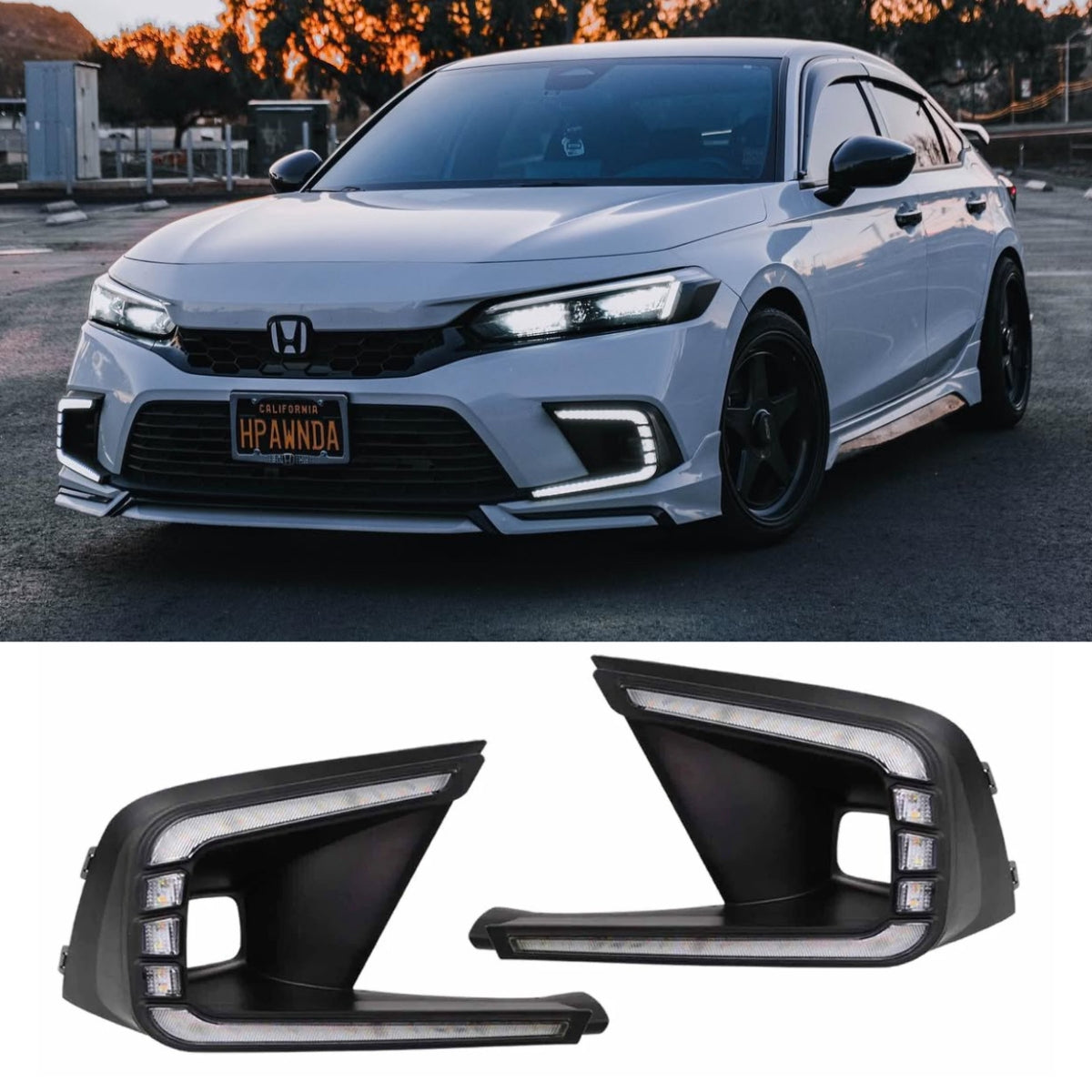 2022-2024 11th Gen Civic White DRL Fog Lights
