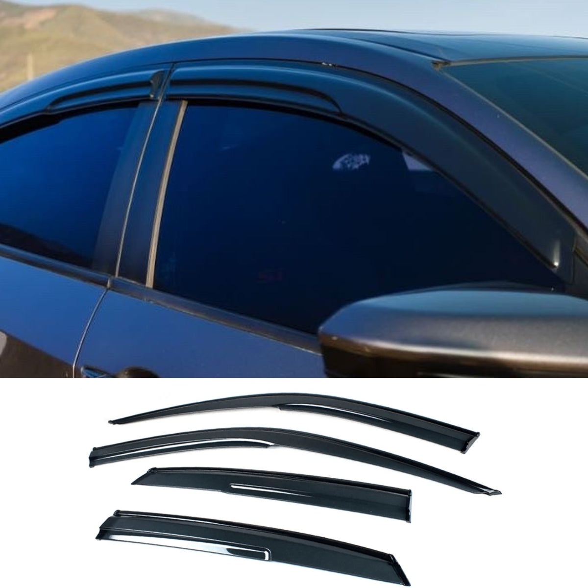 2016-2021 Civic Sedan/Hatchback Gloss Black Mugen Style Visors