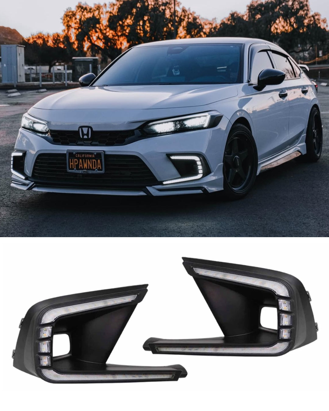 2022-2024 11th Gen Civic White DRL Fog Lights