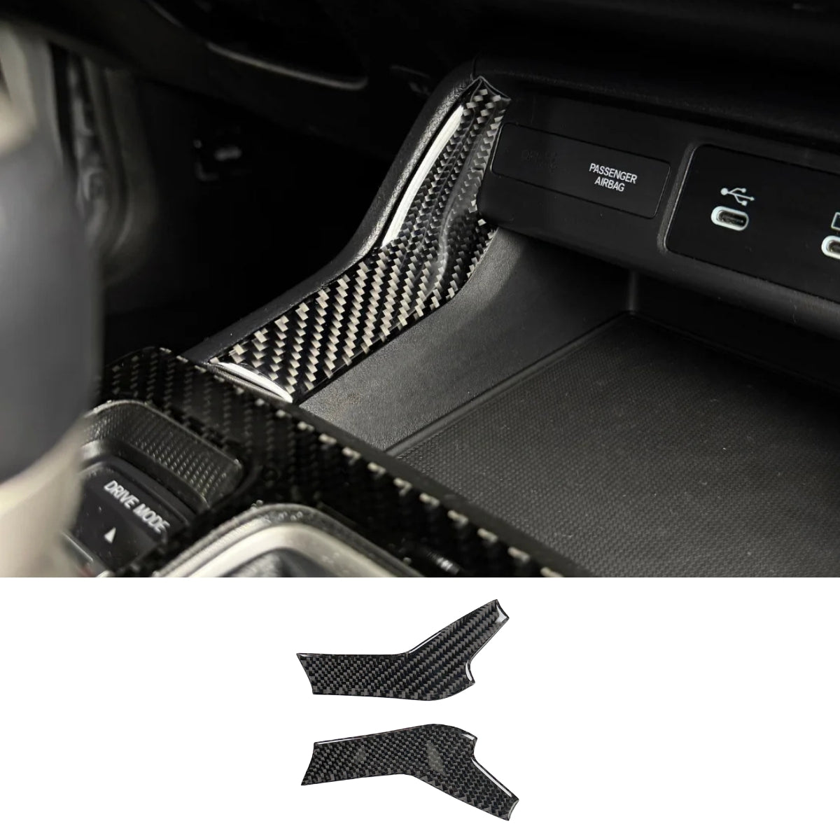 2022+ Civic Carbon Fiber Center Console Accent Pieces