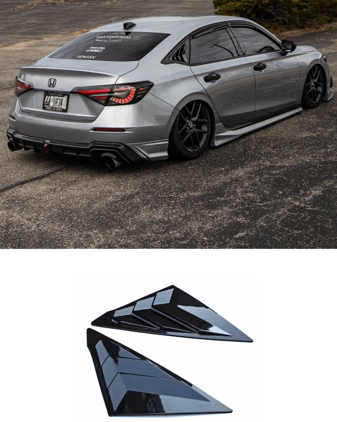 2022+ Civic Gloss Black Window Louvers