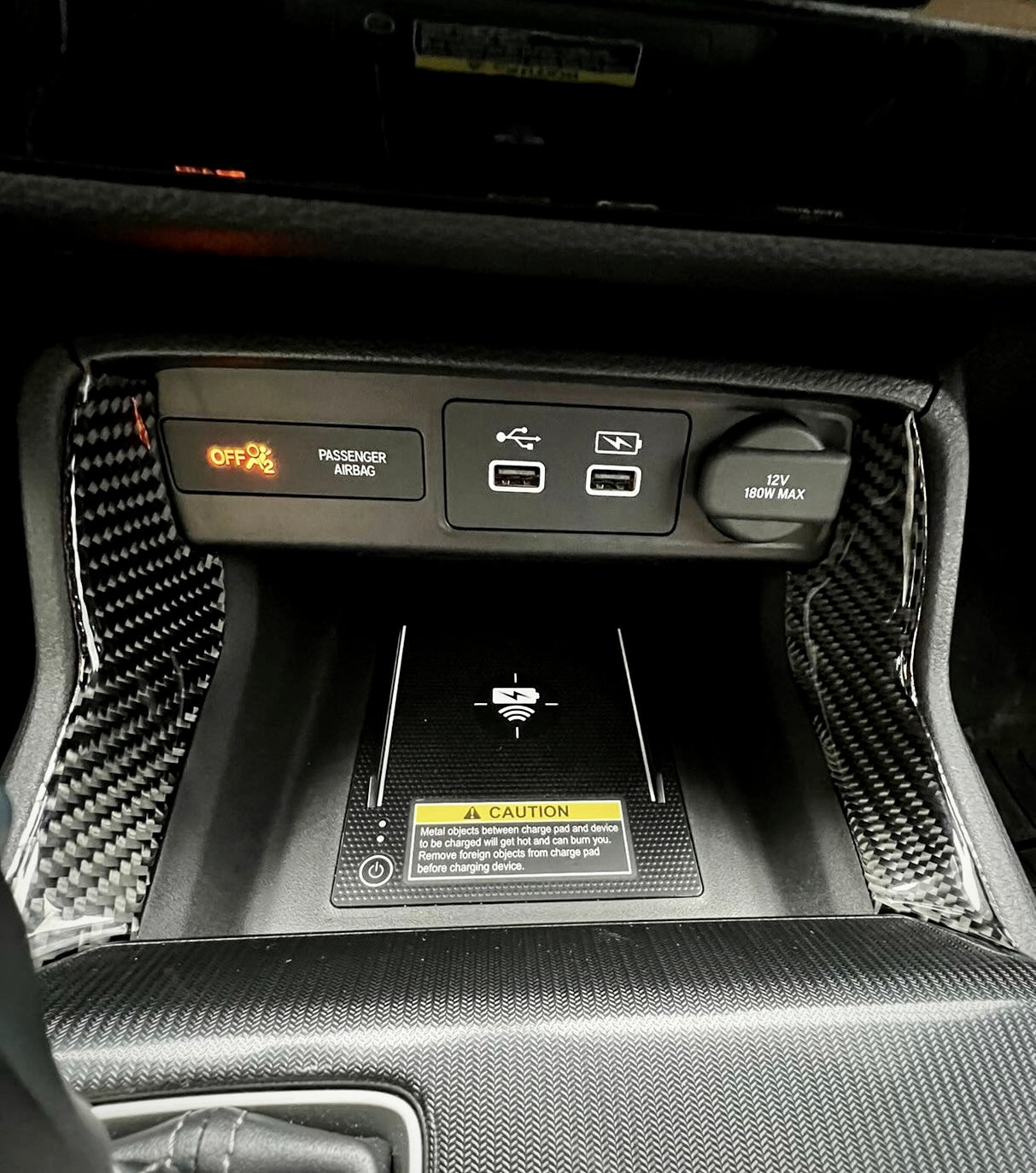 2022+ Civic Carbon Fiber Center Console Accent Pieces