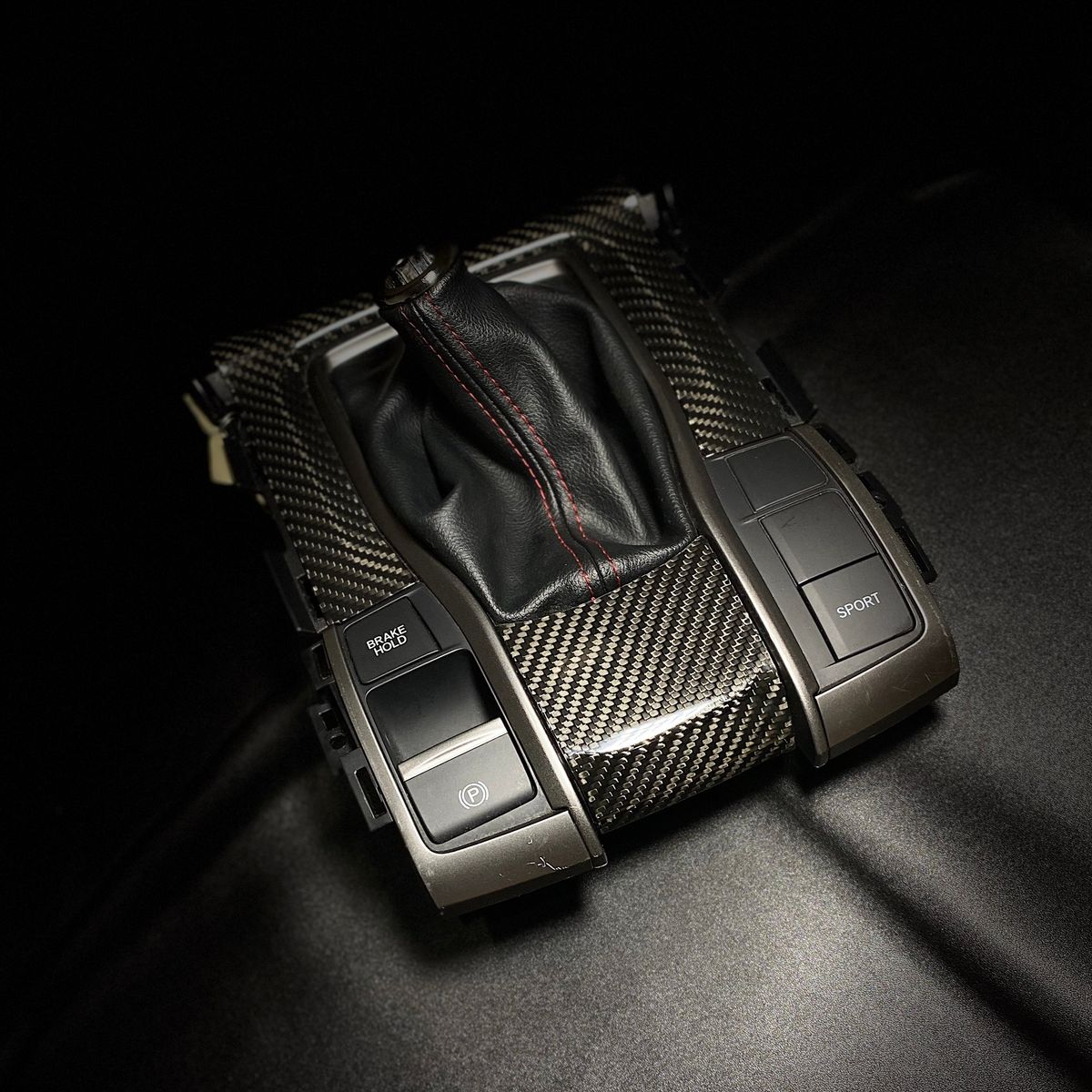 Synth Carbon Carbon Fiber Manual/Automatic Shifter Trim for Civic X 2016+