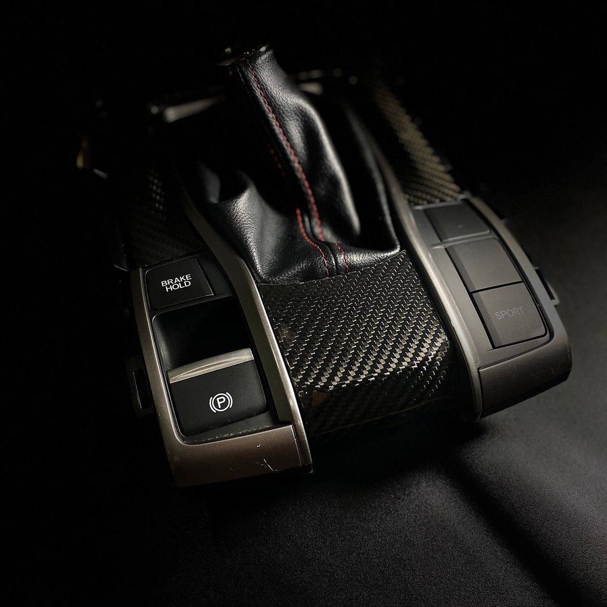 Synth Carbon Carbon Fiber Manual/Automatic Shifter Trim for Civic X 2016+