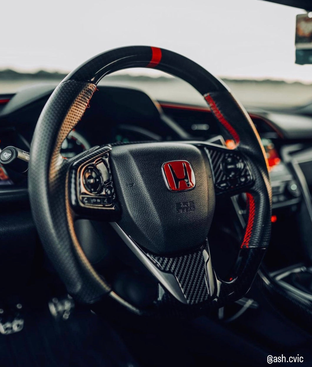 Synth Carbon Carbon Fiber Steering Wheel Add Ons for 2016 + Civic X