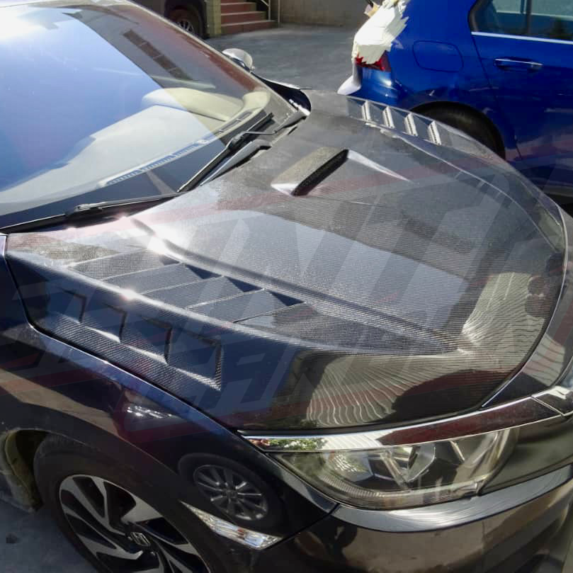2016-2021 CIVIC X CARBON FIBER V2 STYLE HOOD