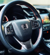 Load image into Gallery viewer, Synth Carbon Carbon Fiber Steering Wheel Add Ons for 2016 + Civic X

