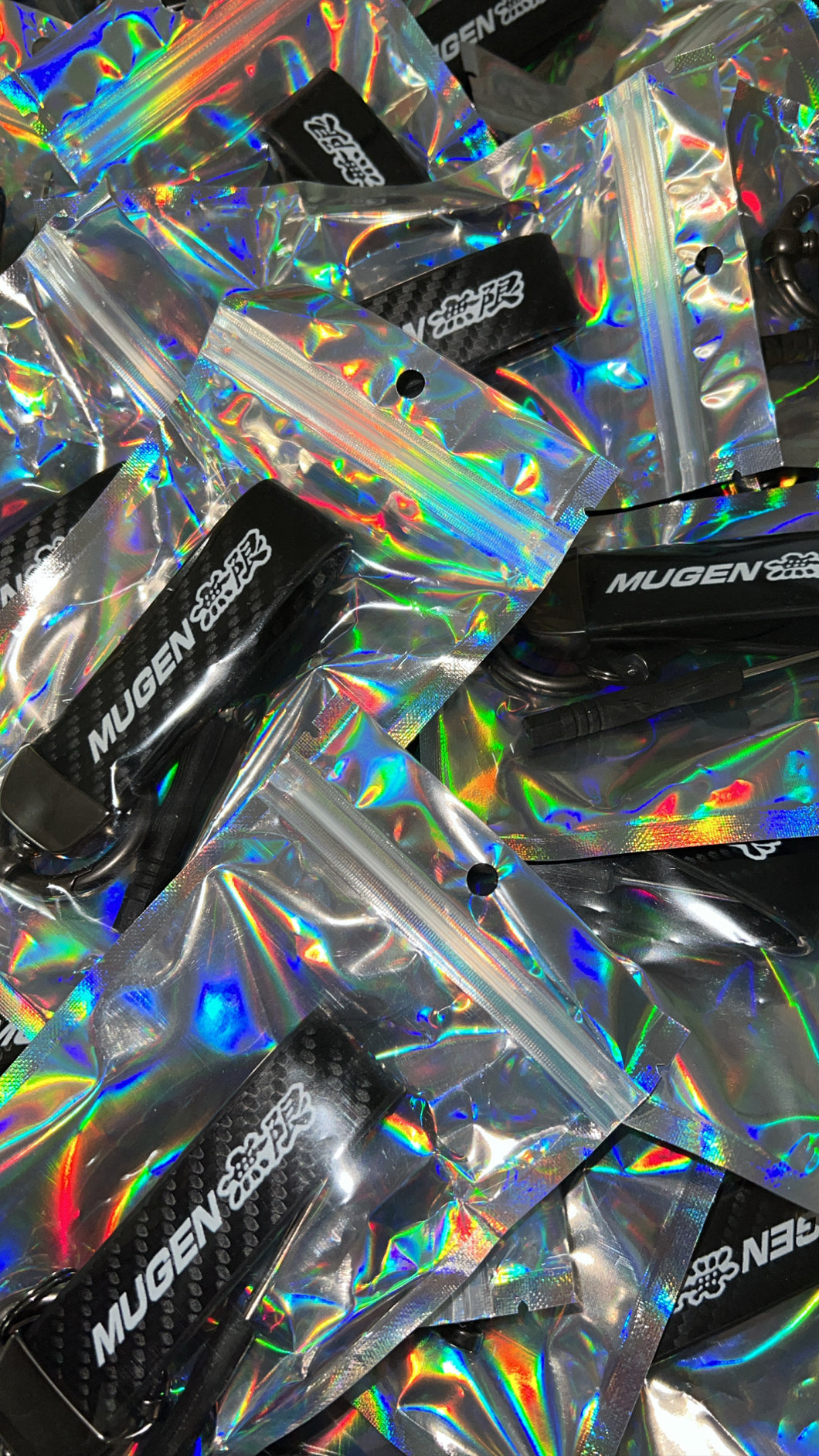 Carbon fiber leatherette Mugen keychain